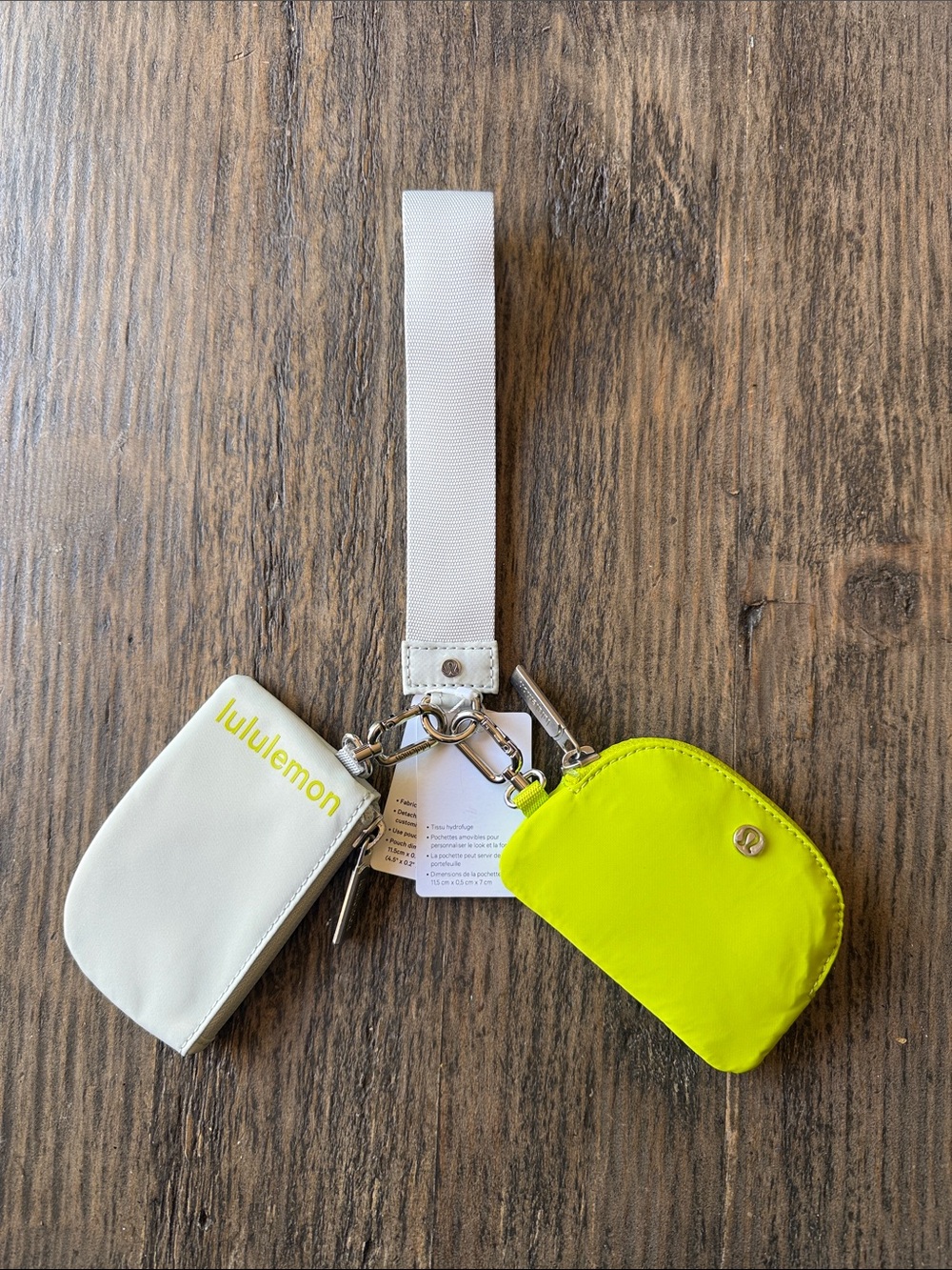 lululemon athletica White and Neon Yellow Key & Card Holder Set